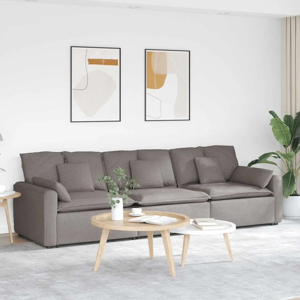 vidaXL Sofá modular com almofadas castanho-acinzentado