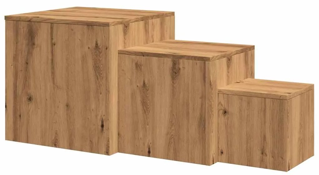 Mesas de apoio 3 pcs derivados madeira cor carvalho artisiano