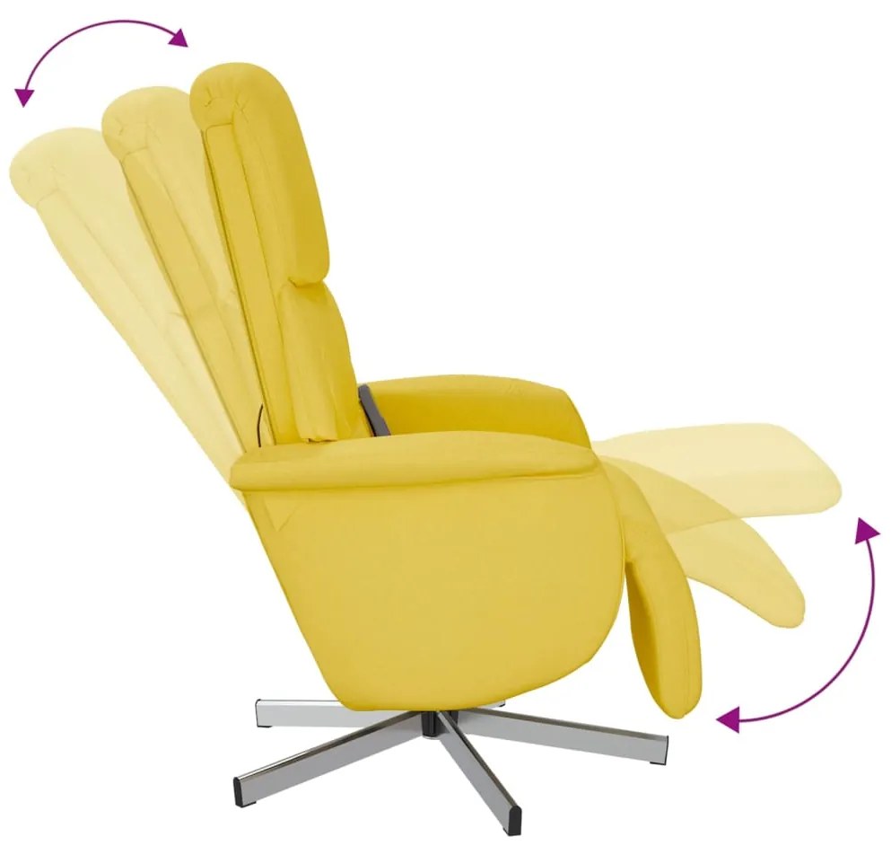 Cadeira de massagens reclinável c/ apoio de pés tecido amarelo