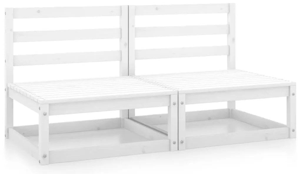 Sofás de centro jardim 2 pcs madeira de pinho maciço branco