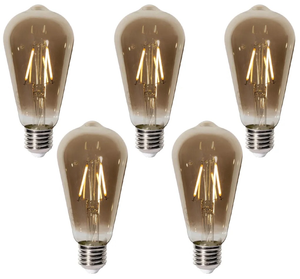 Conjunto de 5 E27 dimbare LED lamp ST64 smoke 2W 200 lm 2700K
