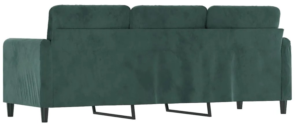 Sofá de 3 lugares 180 cm veludo verde-escuro