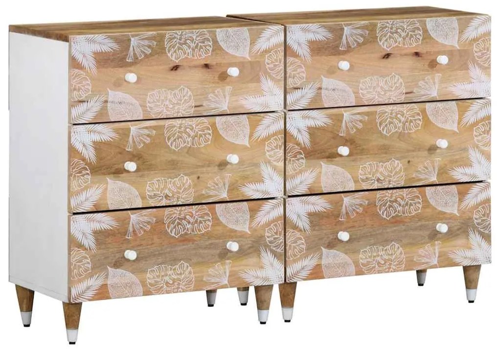 vidaXL Aparadores 2 pcs 60x33,5x75 cm Madeira maciça Manga