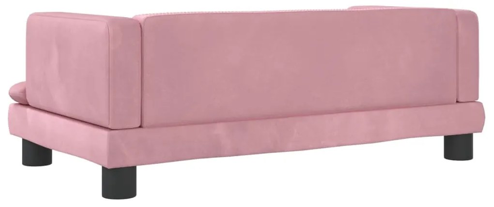 Sofá infantil 80x45x30 cm veludo rosa