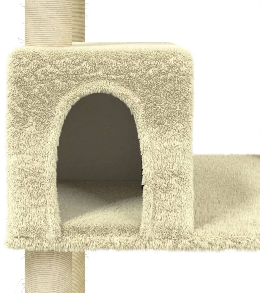 Árvore para gatos c/ postes arranhadores sisal 141 cm cor creme
