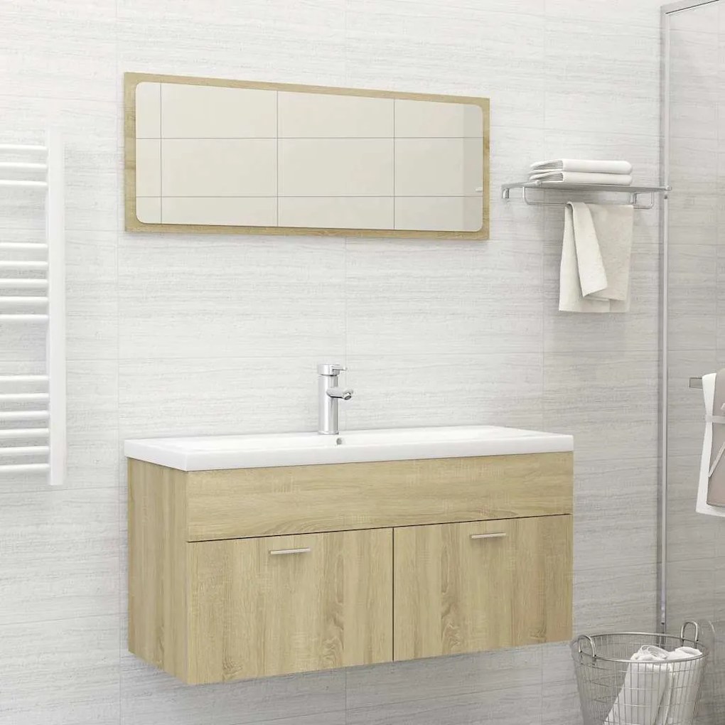 vidaXL 2 pcs conj. móveis casa de banho contrapl. cor carvalho sonoma