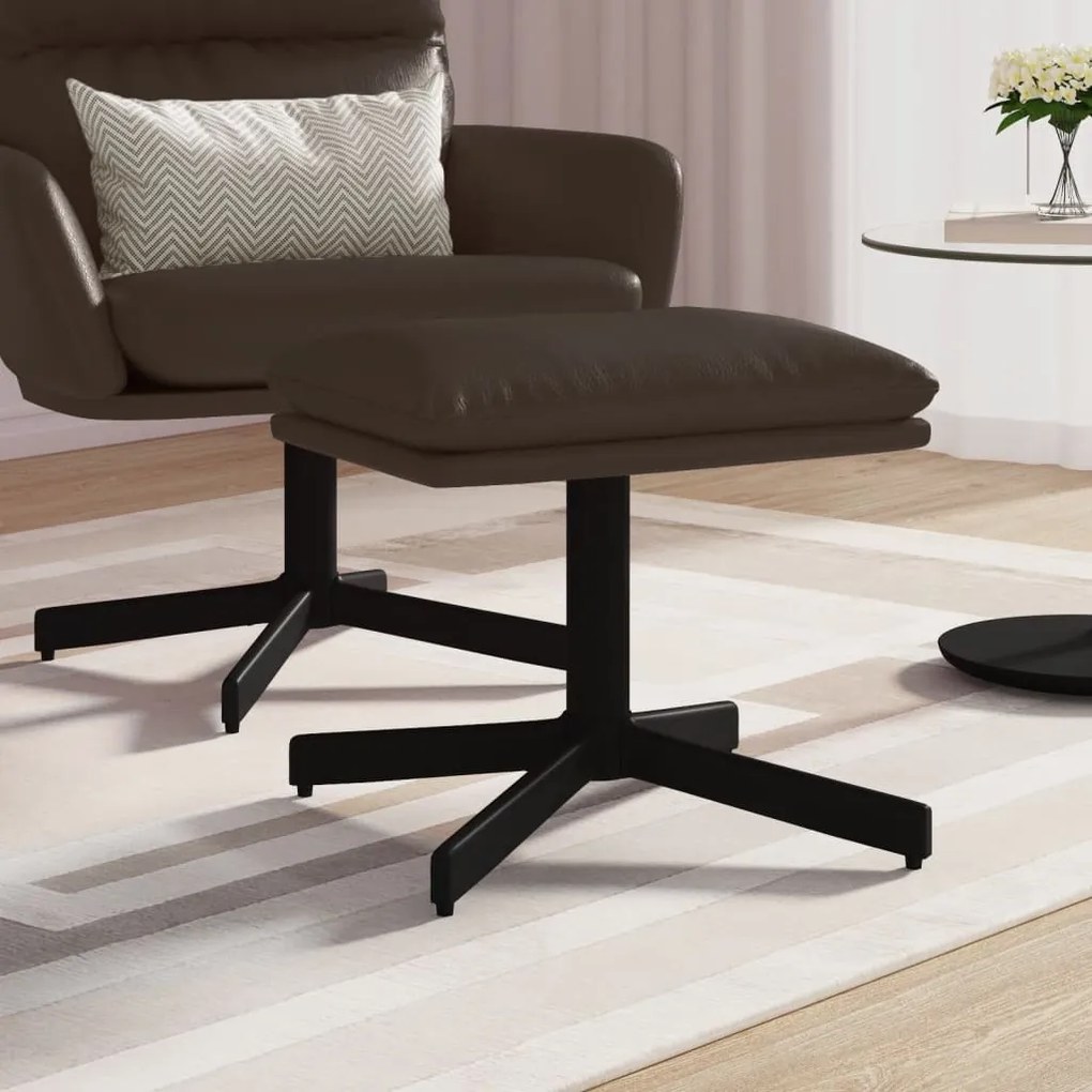 vidaXL Apoio de pés 60x60x36 cm couro artificial castanho