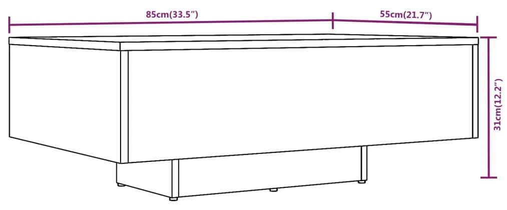 Mesa de centro 85x55x31 cm derivados de madeira cinzento sonoma