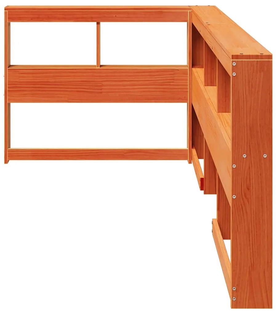 Estante cabeceira forma de L 75 cm pinho maciço castanho-mel