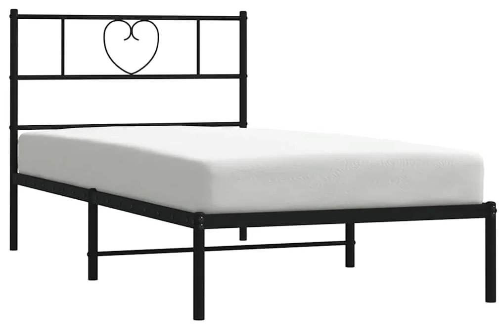 Estrutura de cama com cabeceira 100x200 cm metal preto