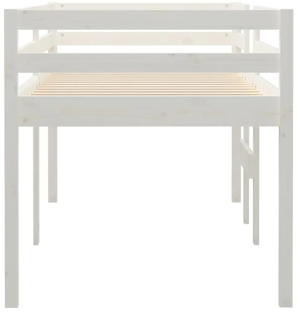 Cama alta 80x200 cm madeira de pinho maciça branco