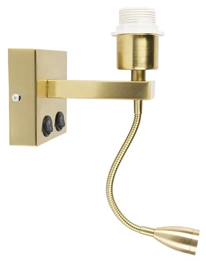 LED Candeeiro de parede moderno em latão com braço flexível - Brescia Combi Moderno