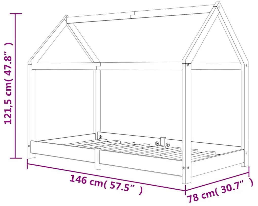 Estrutura de cama para crianças 70x140 cm pinho maciço branco