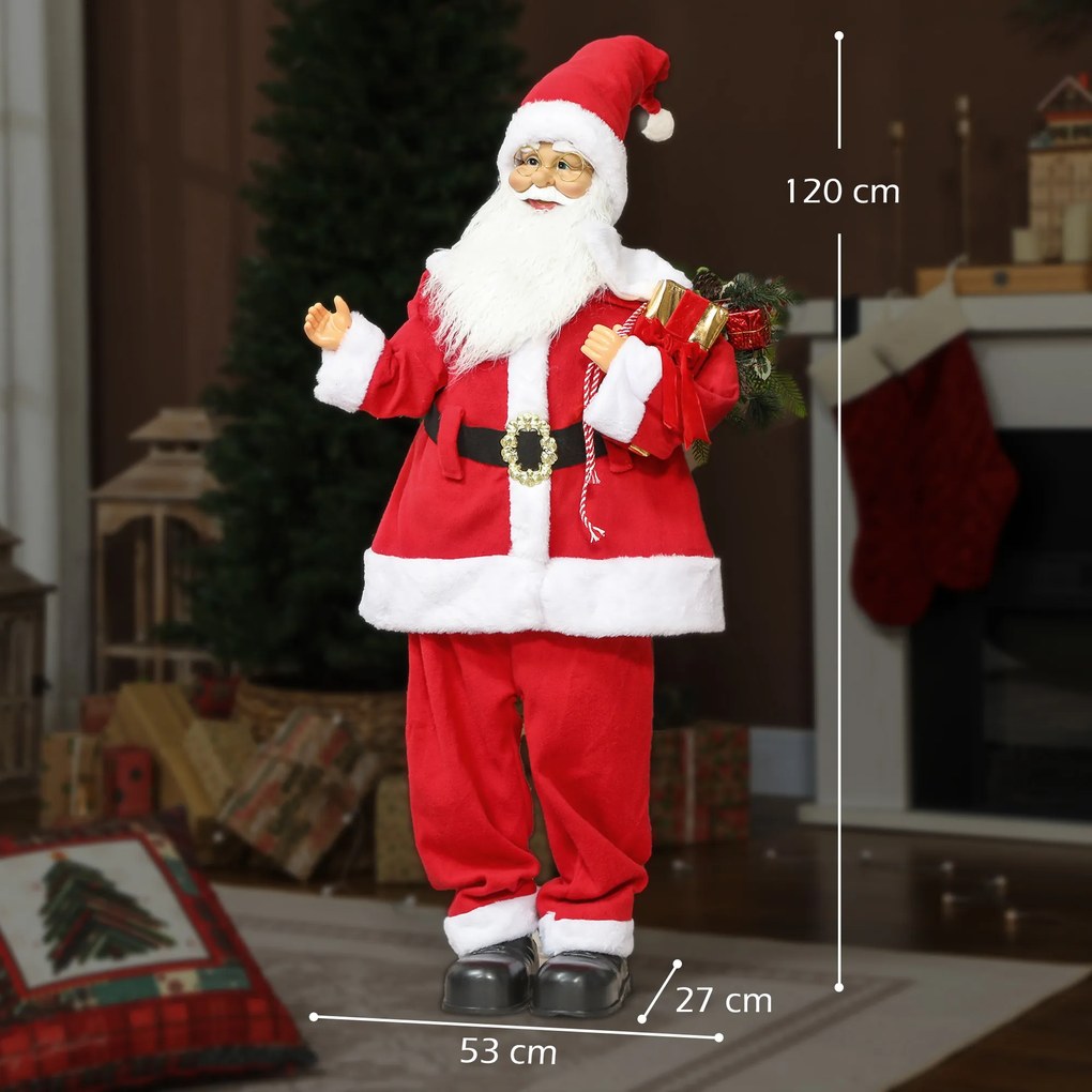 Figura de Pai Natal, 53 x 27 x 120 cm, Comando de Voz, Vermelho