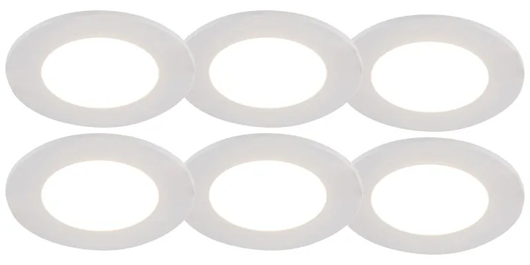 Conjunto de 6 focos embutidos brancos com LED regulável em 3 níveis IP65 - Blanca