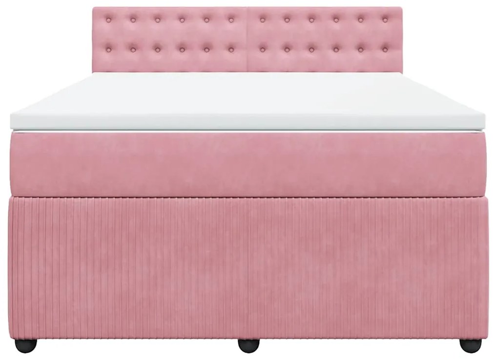 Cama com molas/colchão 140x200 cm veludo rosa