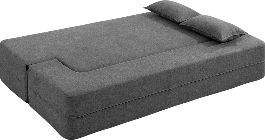 Sofá-cama de 2 Lugares, 203 x 95 x 75 cm, Transformável em Cama de Casal, Cinzento