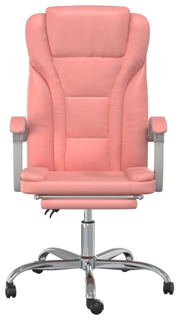 Cadeira de escritório reclinável couro artificial rosa