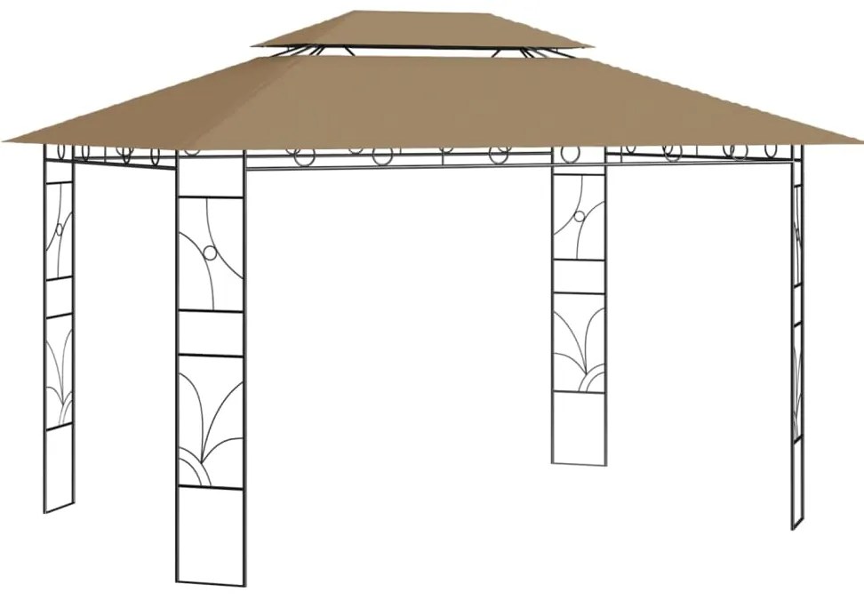 Gazebo 4x3x2,7 m 160 g/m² cinzento-acastanhado