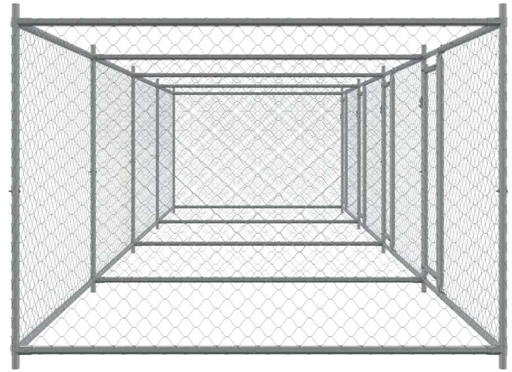 Jaula para cão com portas 8x2x1,5 m aço galvanizado cinzento