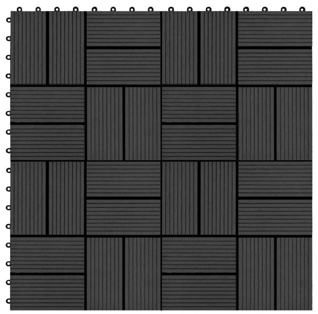 45031 vidaXL Ladrilhos de pavimento 11 pcs WPC 1m² 30x30 cm preto