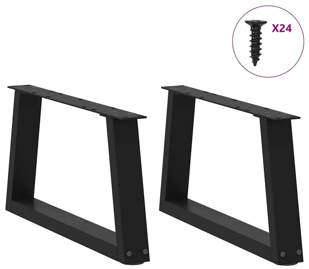Pés para mesa de centro em V, 2 peças, preto, 60x(30-31,3) cm, aço