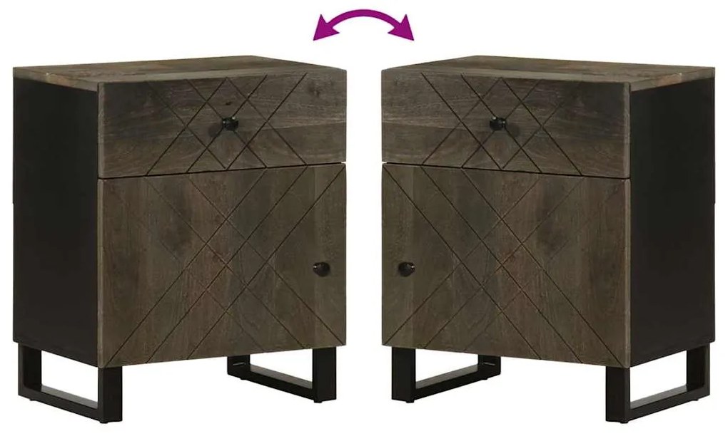 Mesa de cabeceira 50x33x60 cm madeira de mangueira maciça preto
