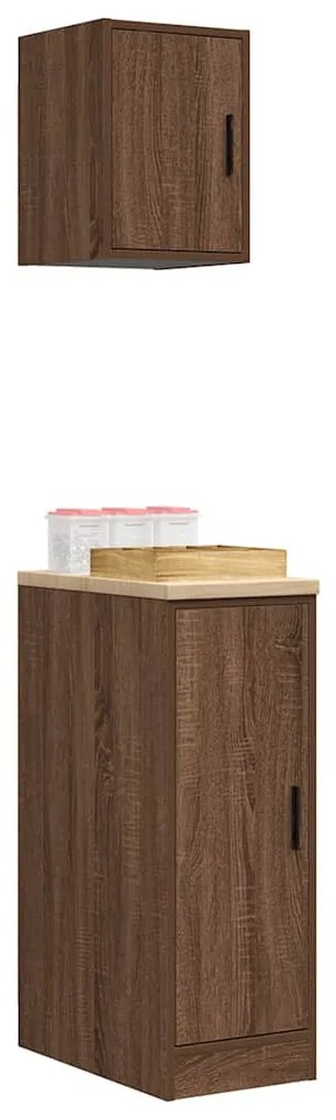 Armários de garagem 2pcs derivados de madeira carvalho castanho