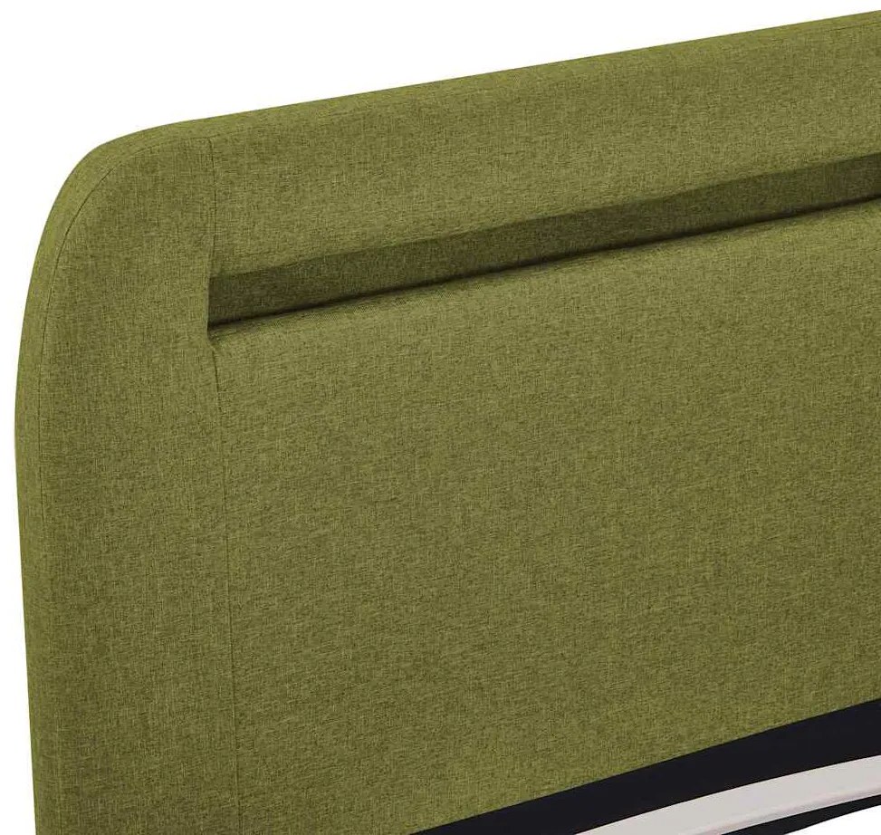 Estrutura de cama com LED sem colchão 150x200 cm tecido verde