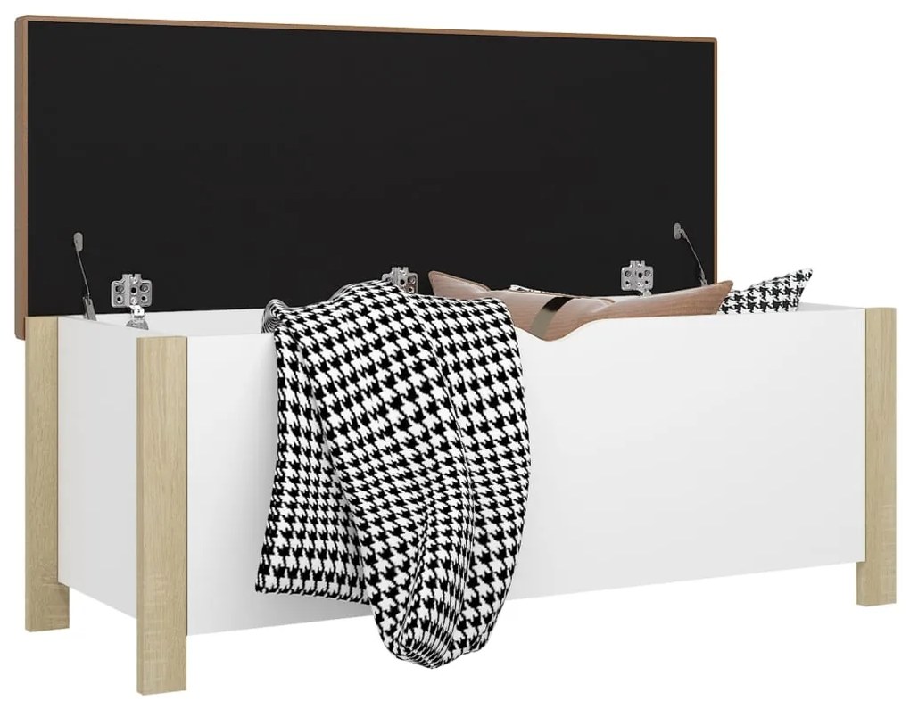 Caixa arrumação c/ almofadão contrap. 105x40x45cm branco/sonoma