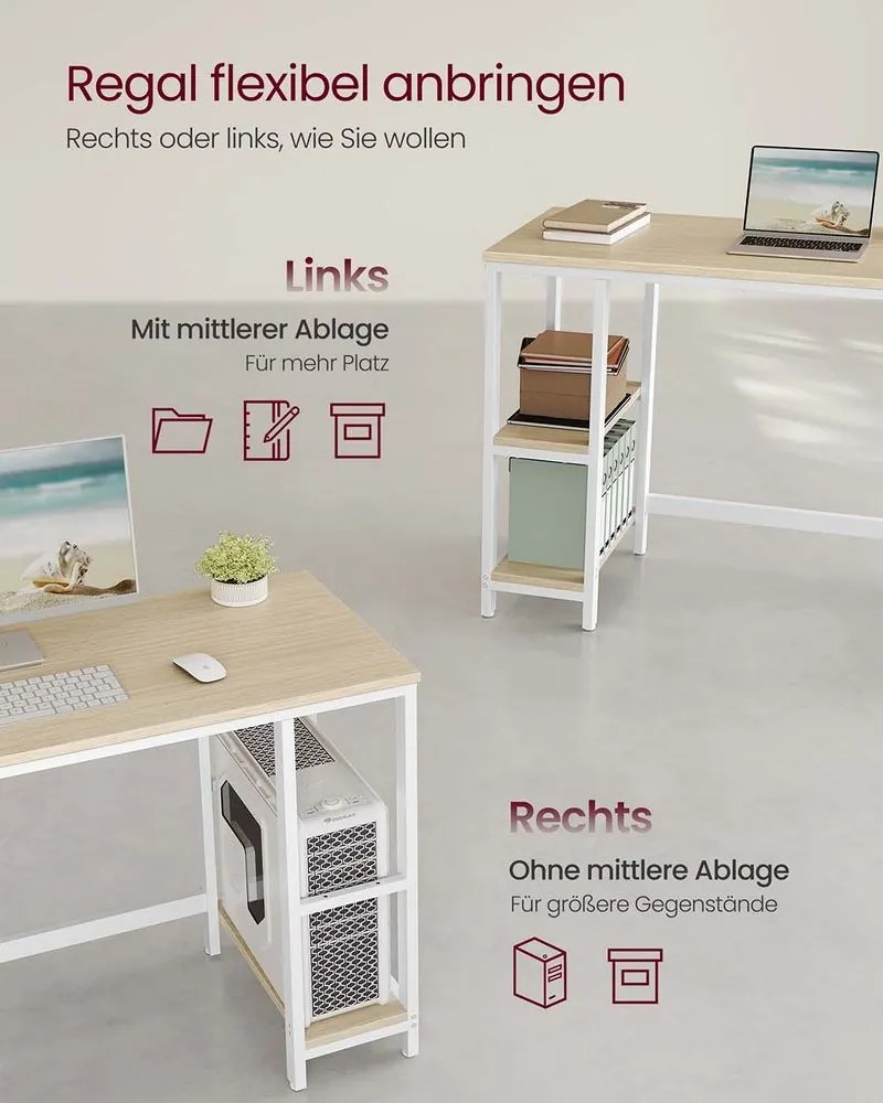 Secretaria de escritório 100 x 50 x 76 cm bege natural-branco