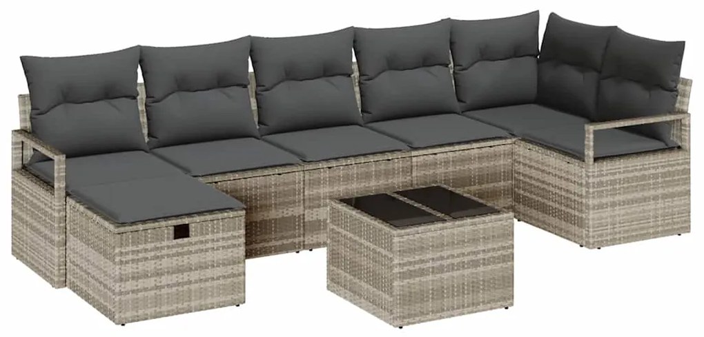 Conjunto de Sofás de Jardim vidaXL de 8 Peças com Almofadas Cinzento C