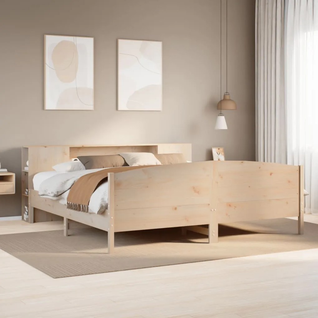 Cama com estante sem colchão 200x200 cm pinho maciço