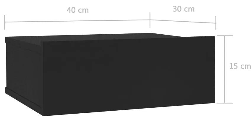 Mesa de cabeceira suspensa 40x30x15 cm contraplacado preto