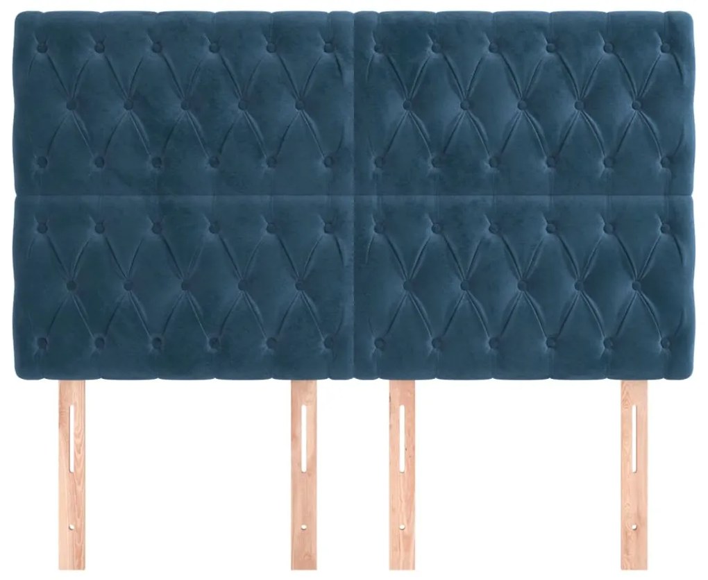 Cabeceira de cama 4 pcs veludo 72x7x78/88 cm azul-escuro