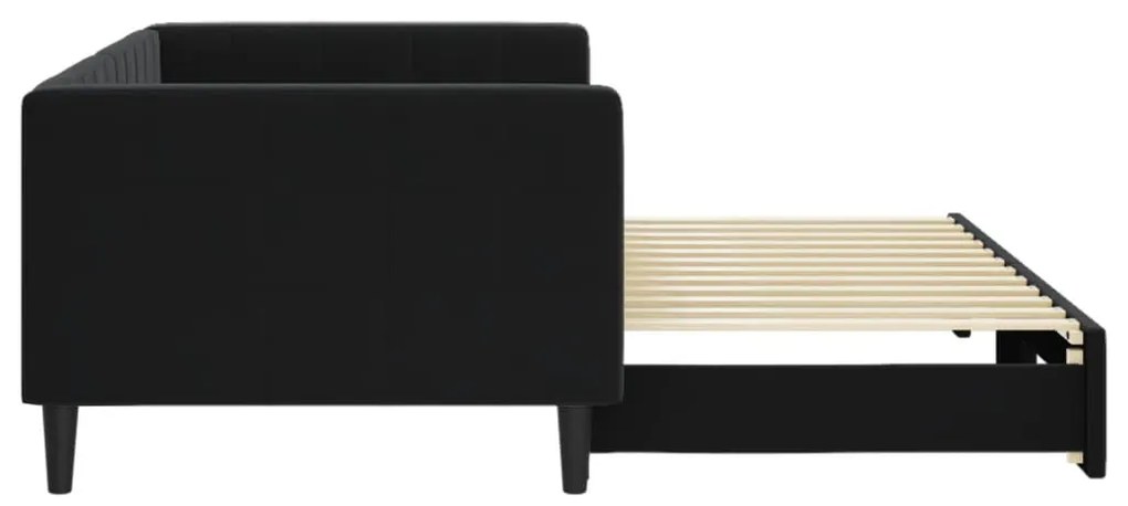 Sofá-cama com gavetão 90x200 cm veludo preto
