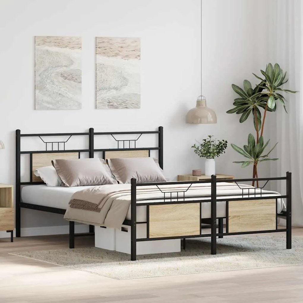 Estrutura cama s/ colchão derivados de madeira carvalho sonoma