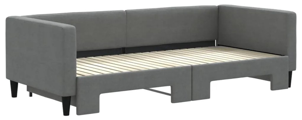 Sofá-cama com gavetão 90x200 cm tecido cinzento-escuro