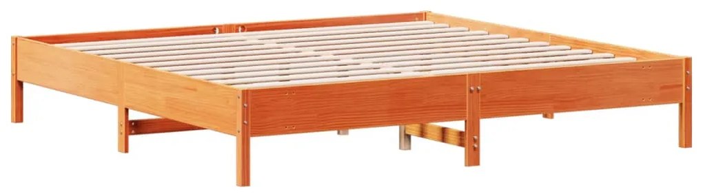 Cama sem colchão 200x200 cm pinho maciço castanho-mel