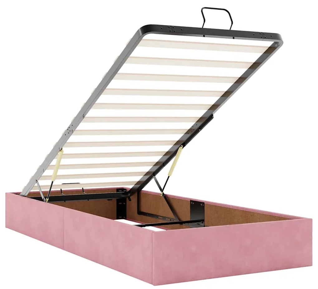 Estrutura de cama otomana com colchões 180x200 cm veludo rosa