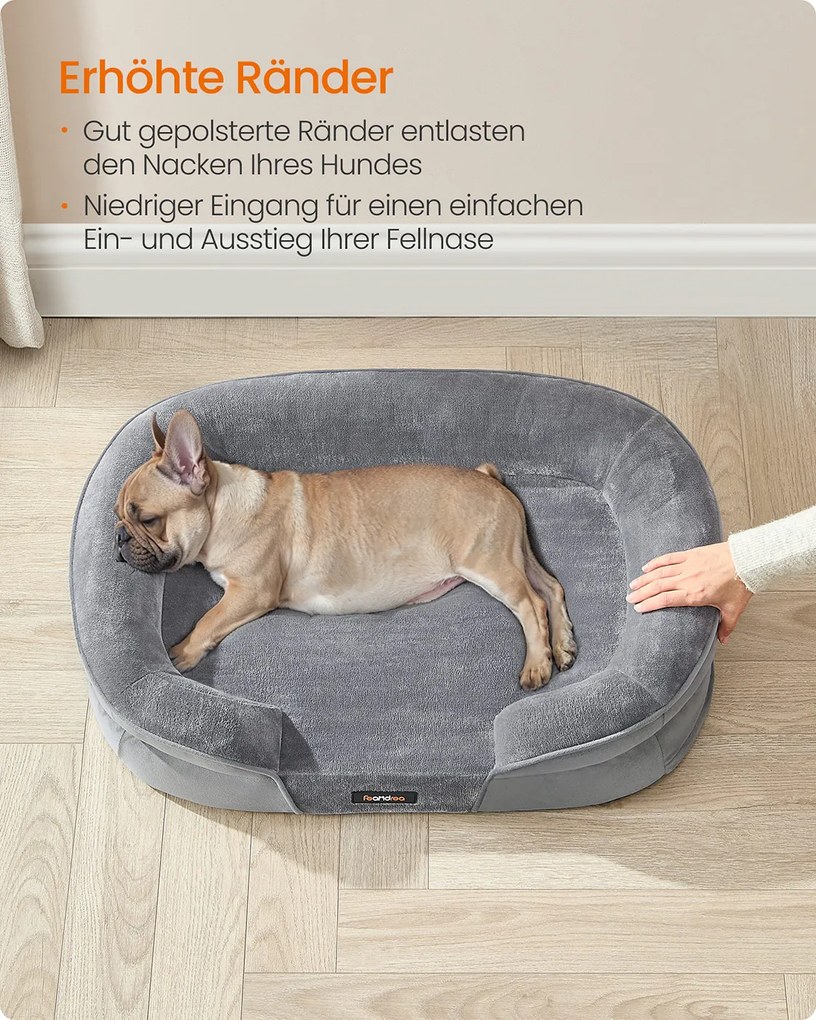 Cama para cães com bordas elevadas 76 x 51 x 18 cm cinza