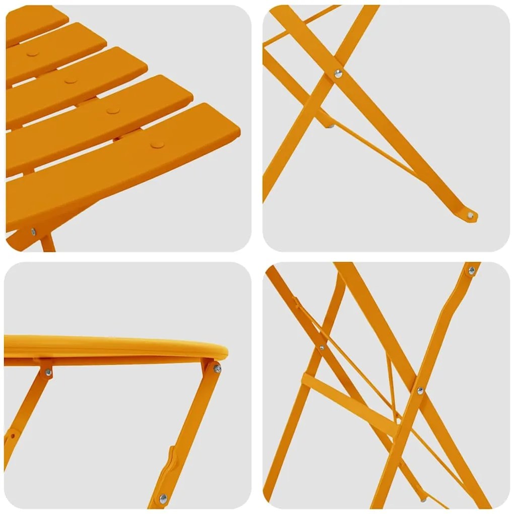 Conjunto de bistrô dobrável de 3 peças vidaXL Mostarda Amarelo Aço