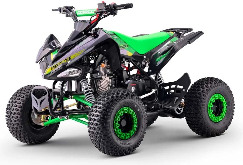 Mini moto 4 gasolina para crianças de 110 cc, automática, 4 tempos, com marcha-atrás e limitador de velocidade Dorado A110 R7 Verde