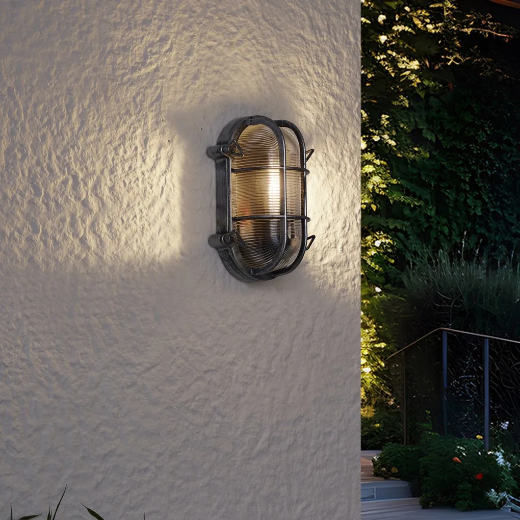 Candeeiro de Parede Exterior Prateado Oval IP44 - Noutica