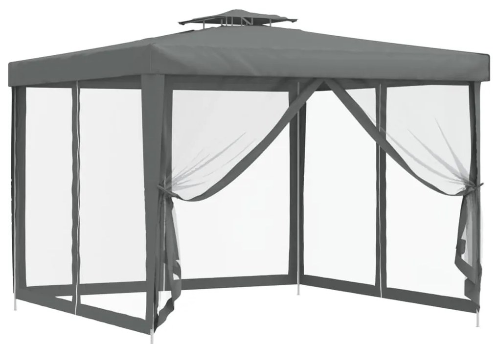 Tenda 3x3 de Eventos com Telhado Duplo - Cinzento