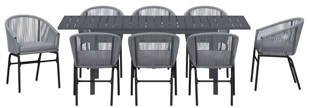 Conjunto de Jantar de Jardim Manual 9 pcs Cinzeto Largo