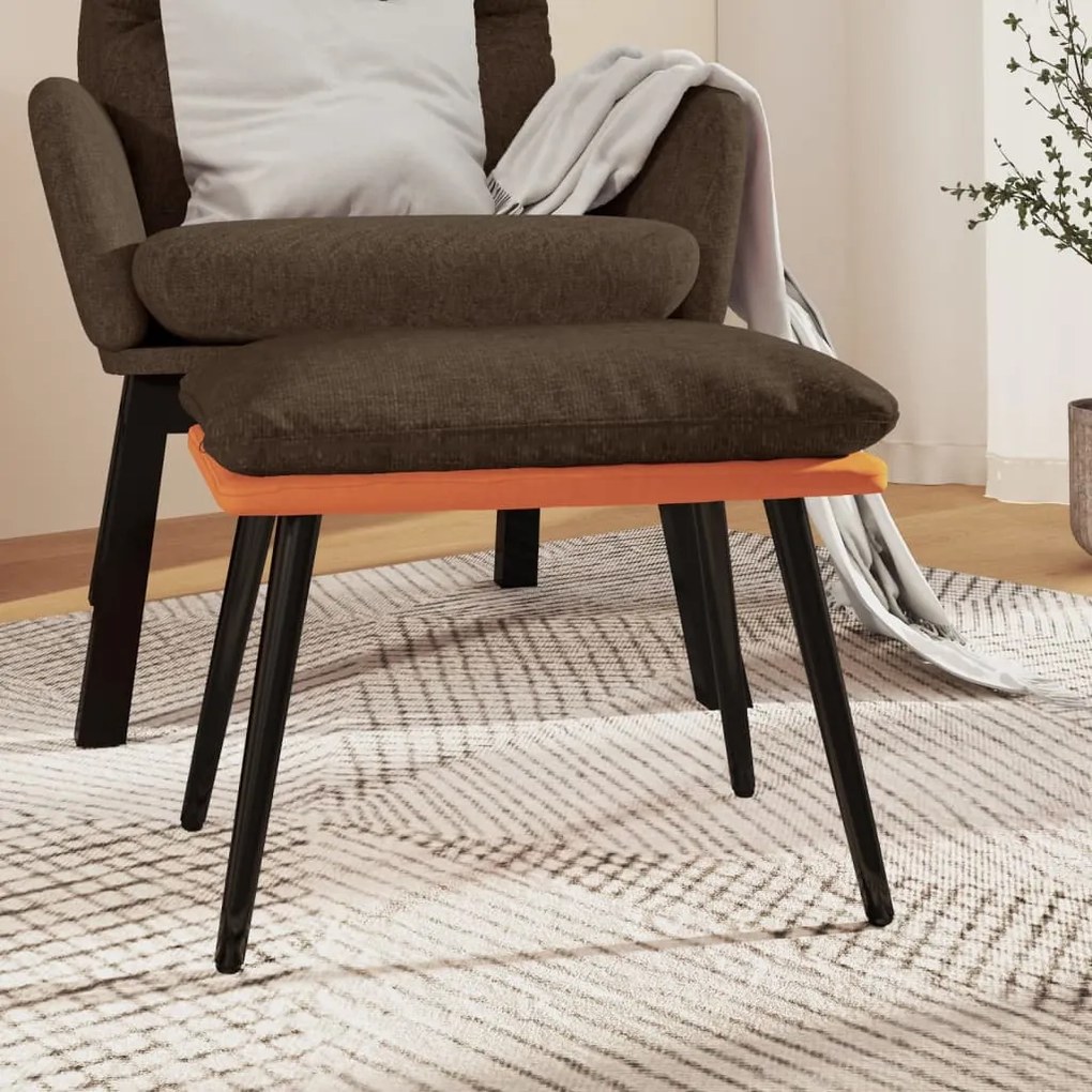 vidaXL Apoio de pés45x29,5x35 tecido/couro artificial castanho/laranja