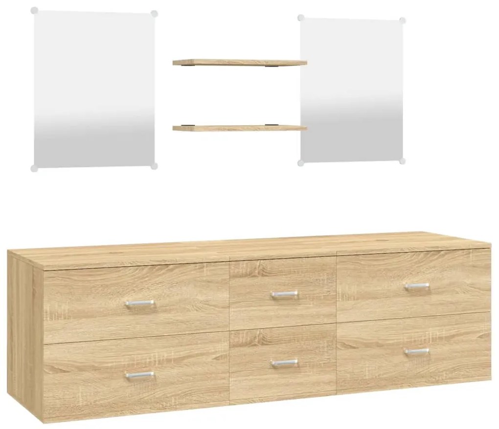 5 pcs conj. móveis de casa banho derivados de madeira carvalho