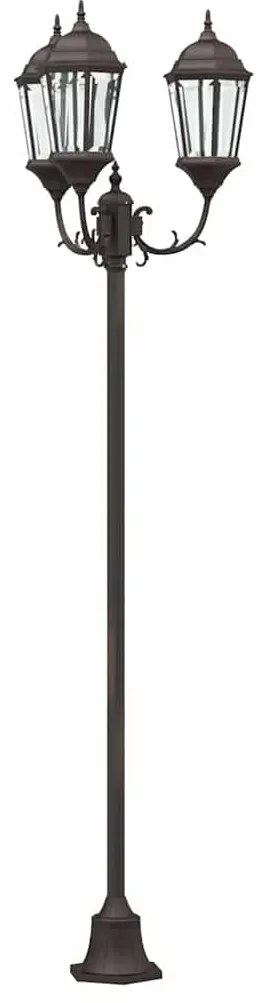 Poste de Luz de Jardim vidaXL 3-Lâmpadas E27 Bronze 220 cm Alumínio