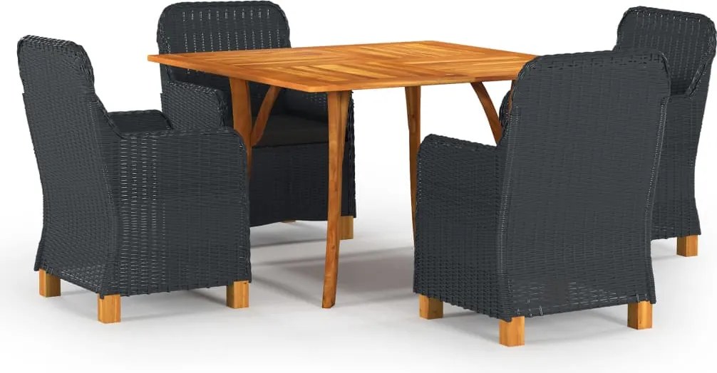 vidaXL 5 pcs conjunto de jantar para jardim cinzento-escuro